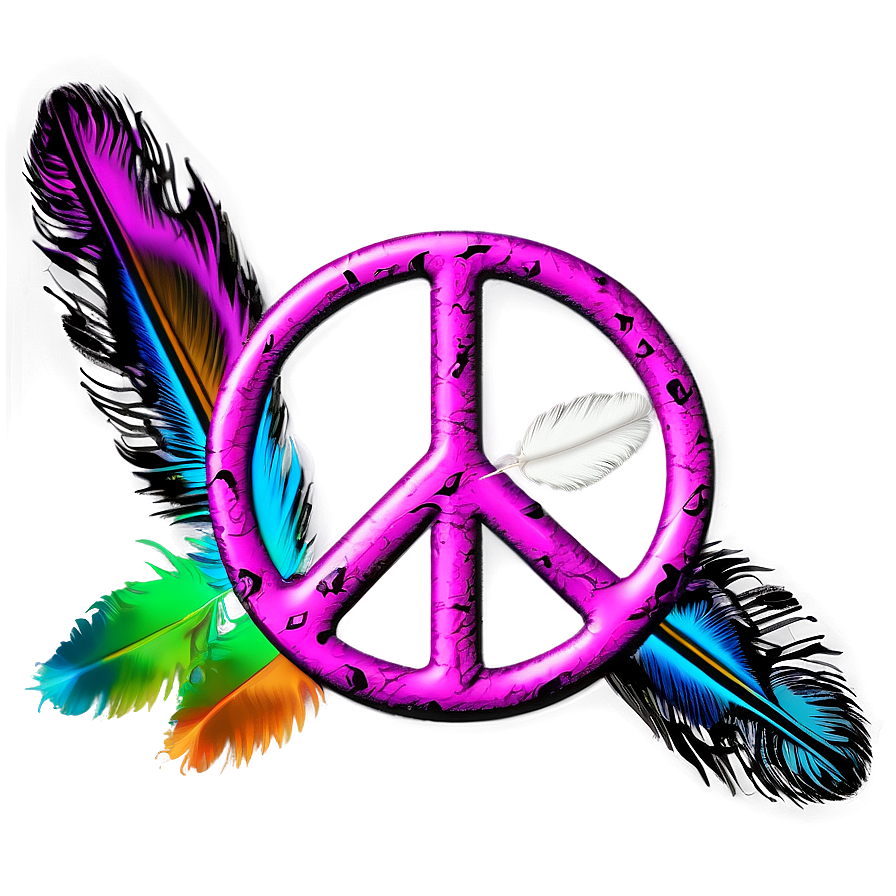 Peace Sign With Feathers Png Yte94 PNG