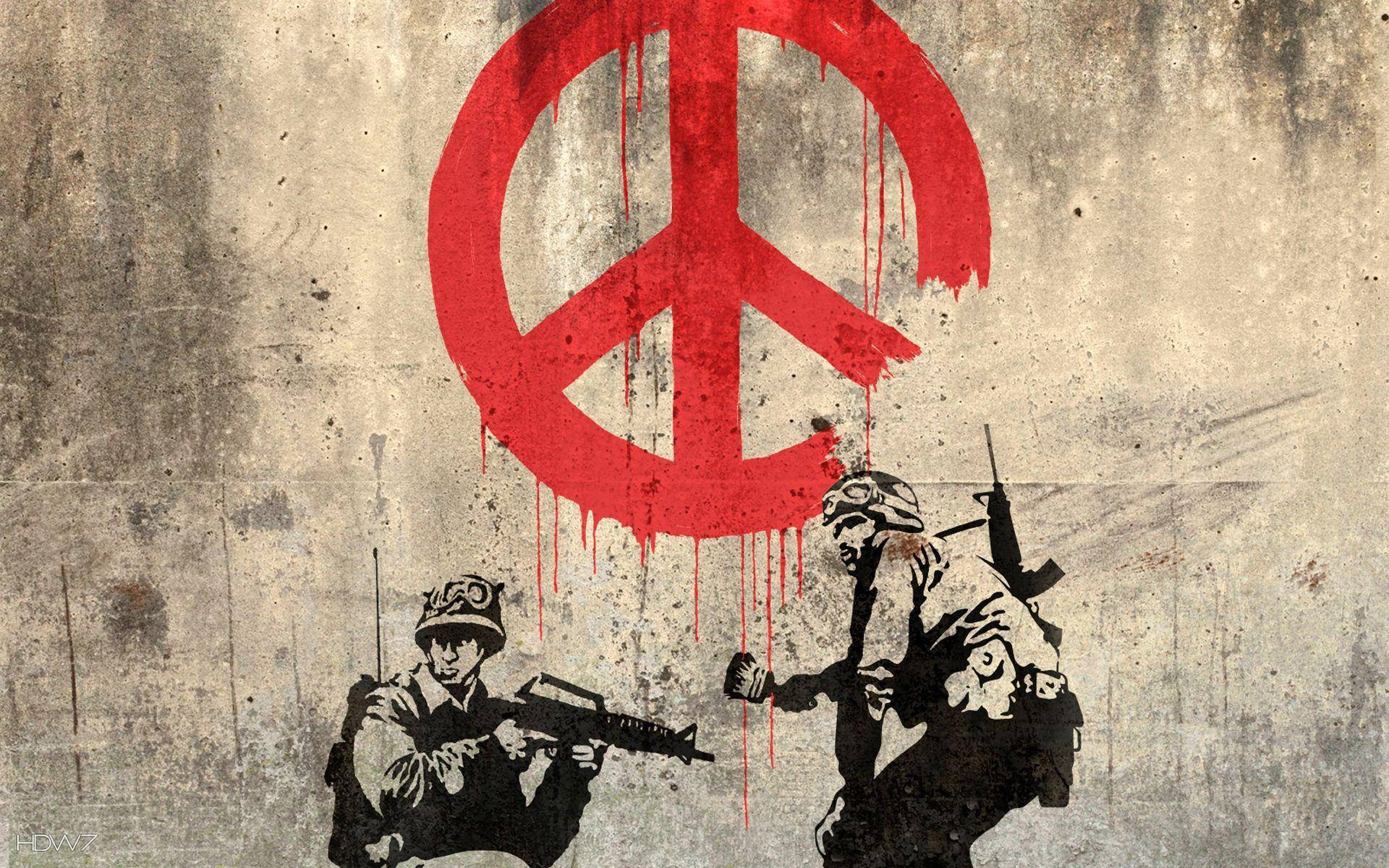 Peace Symbol And Soldiers Art Picture