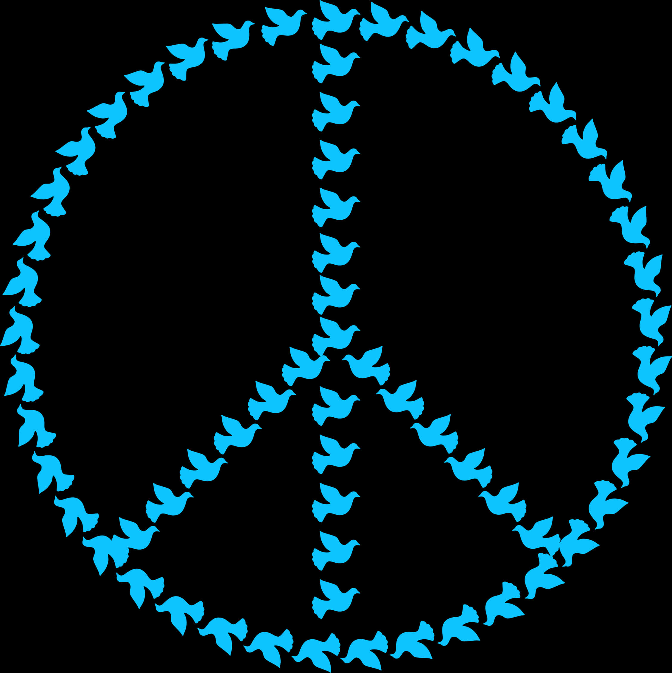 Peace Symbol Doves Pattern PNG