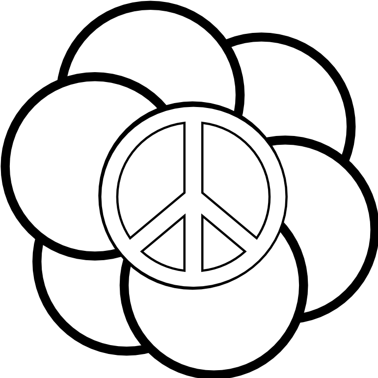 Peace Symbol Floral Design PNG
