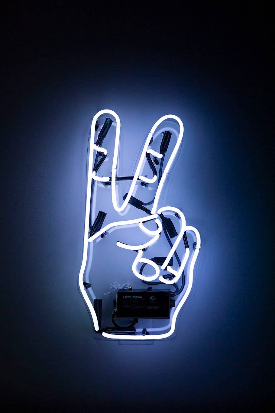 Peace Symbol Hand Blue Led Wallpaper