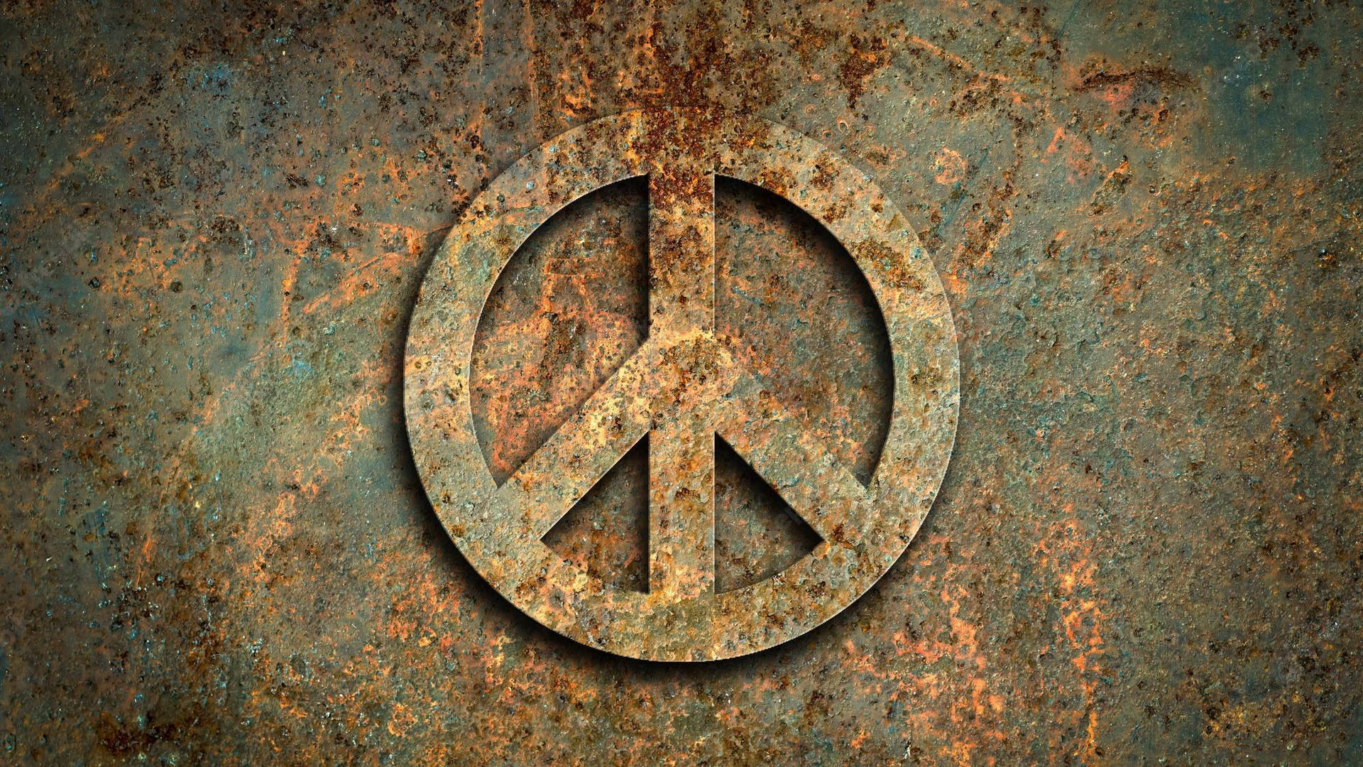 Download Peace Symbol Rusty Metal Wallpaper Wallpapers