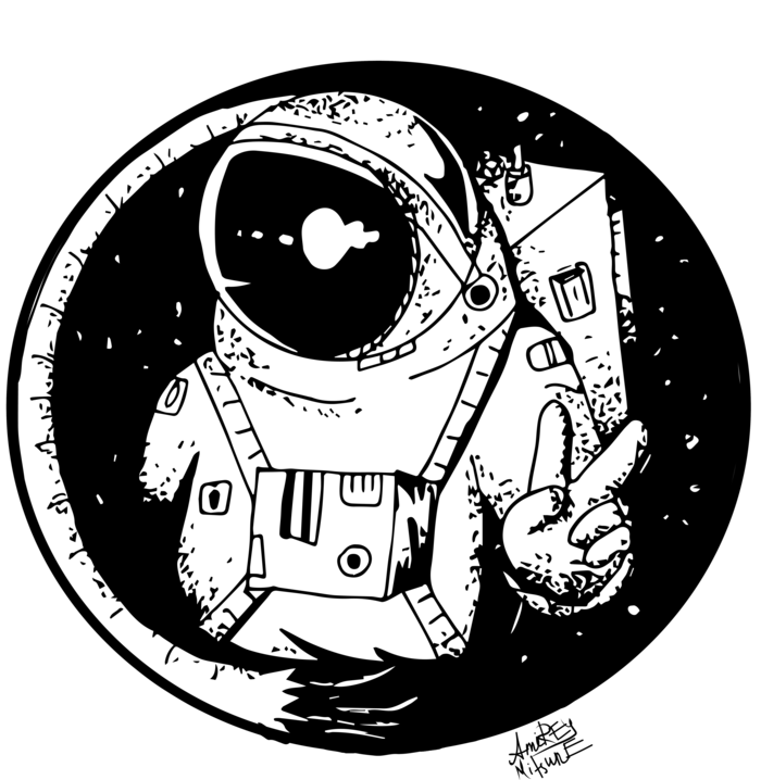 Peaceful Astronaut Cartoon PNG