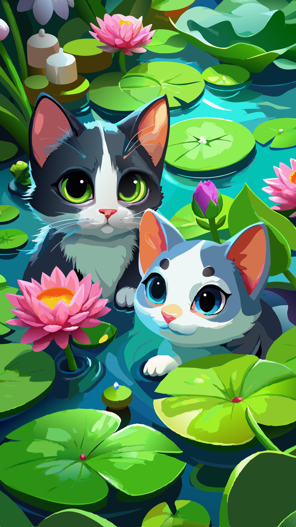 Peaceful Cat And The Magic Of Night Wallpaper