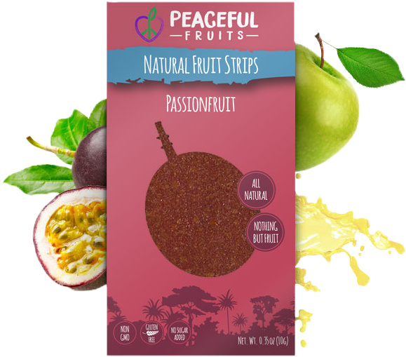 Peaceful Fruits Passionfruit Strips Packaging PNG
