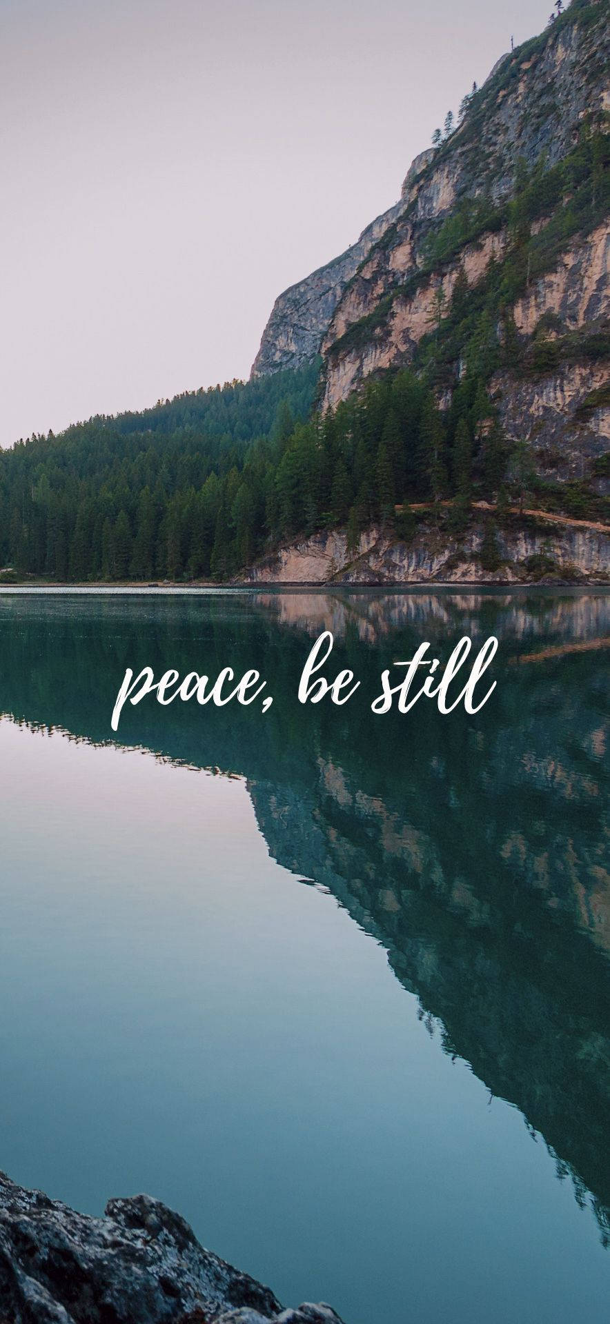 Peaceful Lake Reflection Inspirational Quote Wallpaper