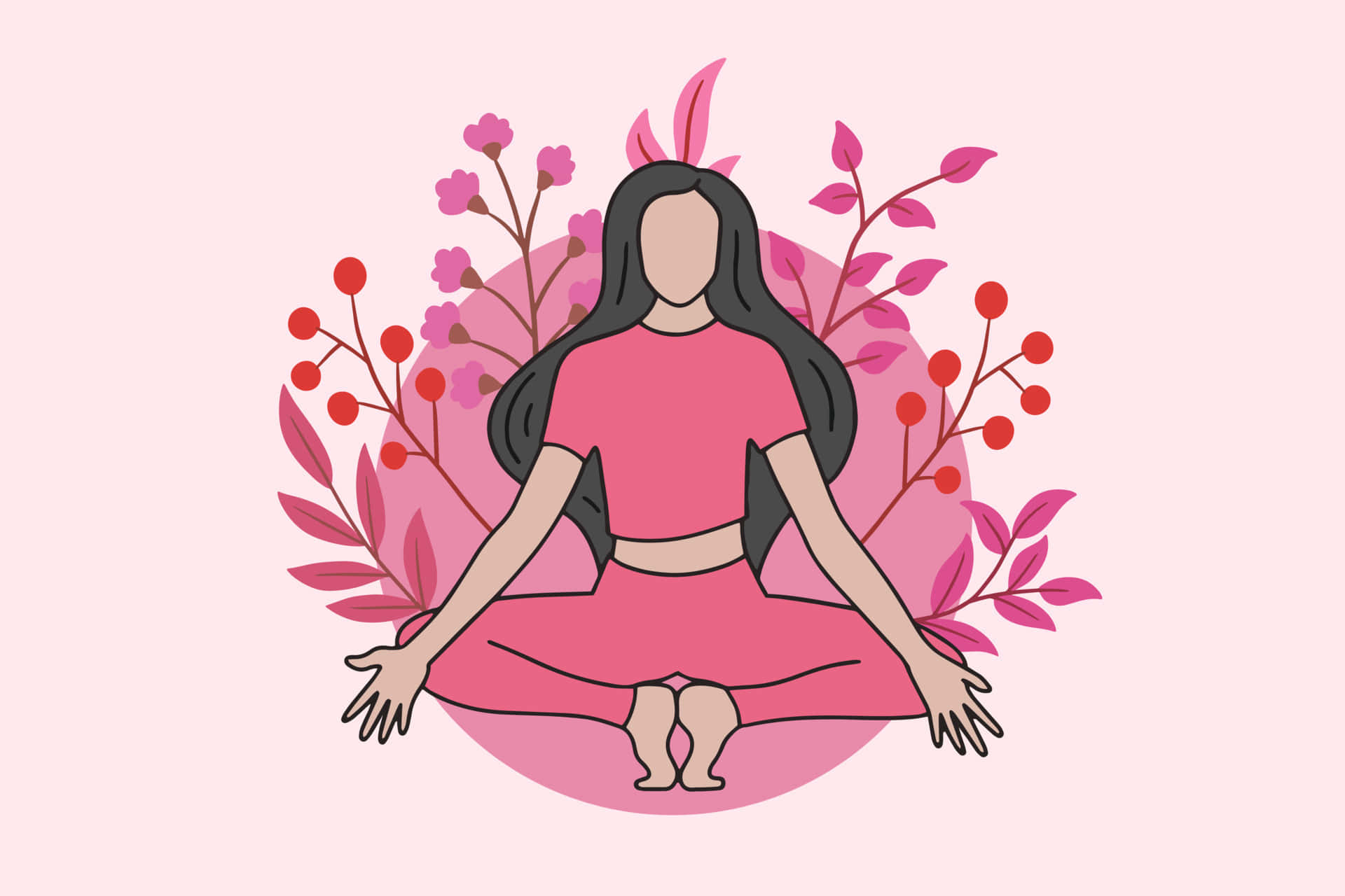 Pink Meditating Peaceful Picture