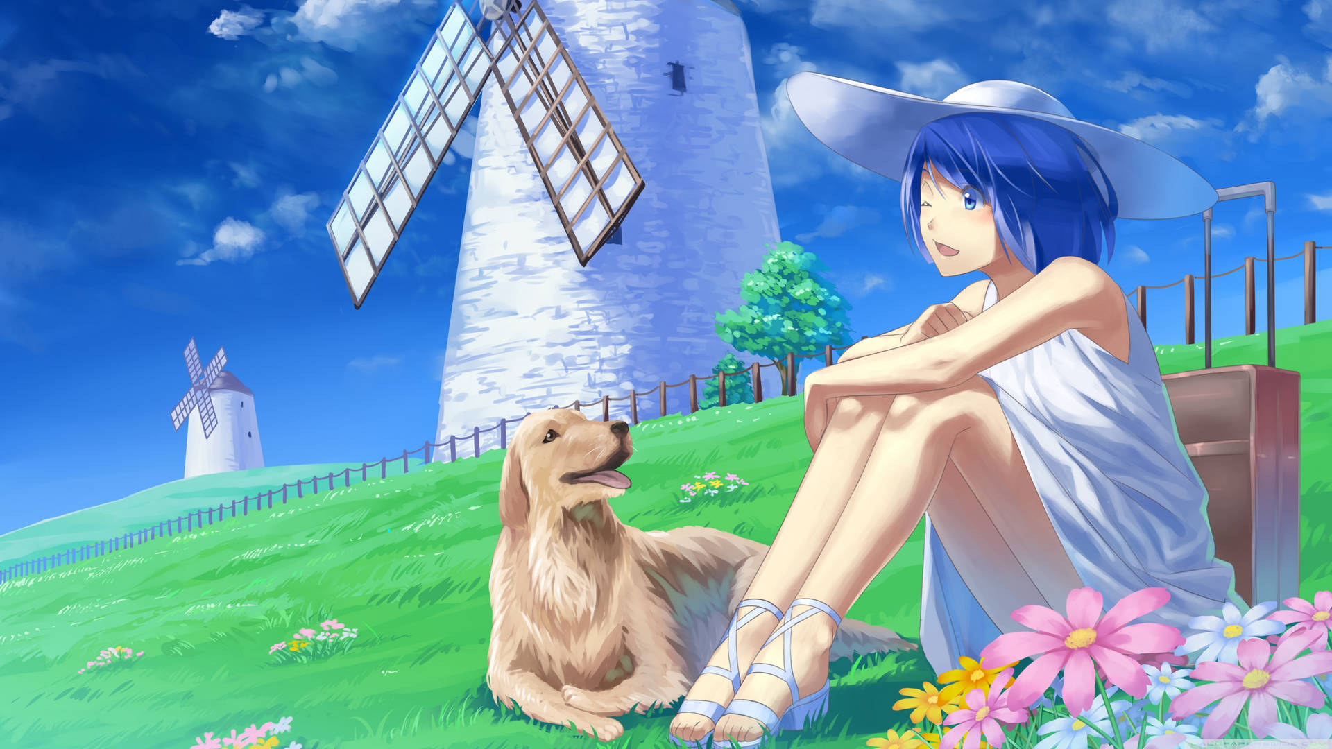 Peaceful Place Dog And Girl Wallpaper