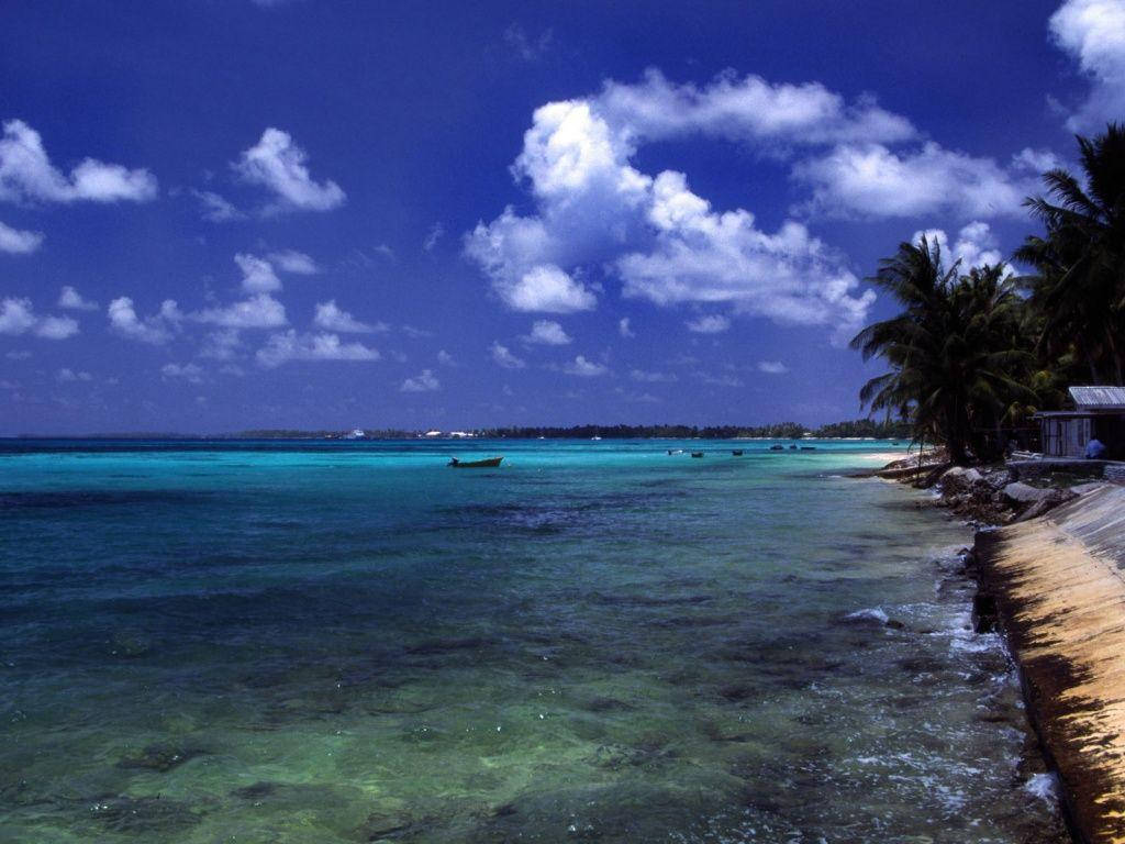 Peaceful Water In Tuvalu Beach Wallpaper