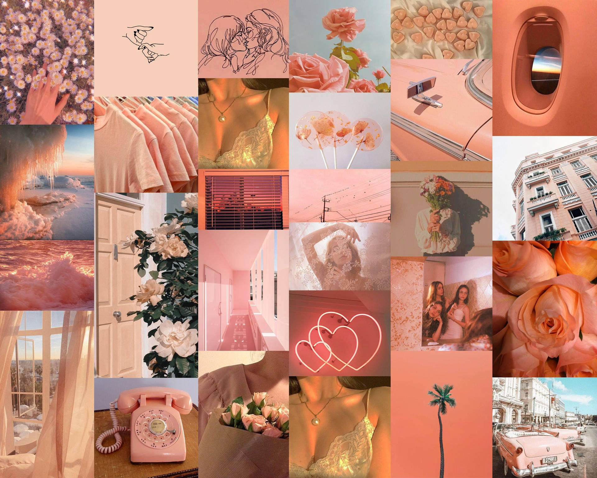 Download A Collage Of Photos With Pink And White Colors Wallpaper   Wallpaperscom