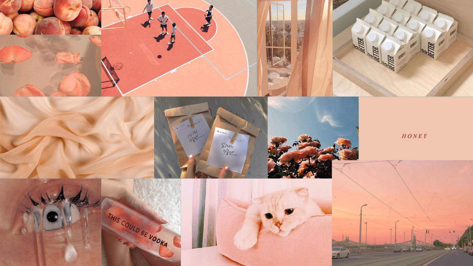 Peach Aesthetic Collage Laptop Wallpaper