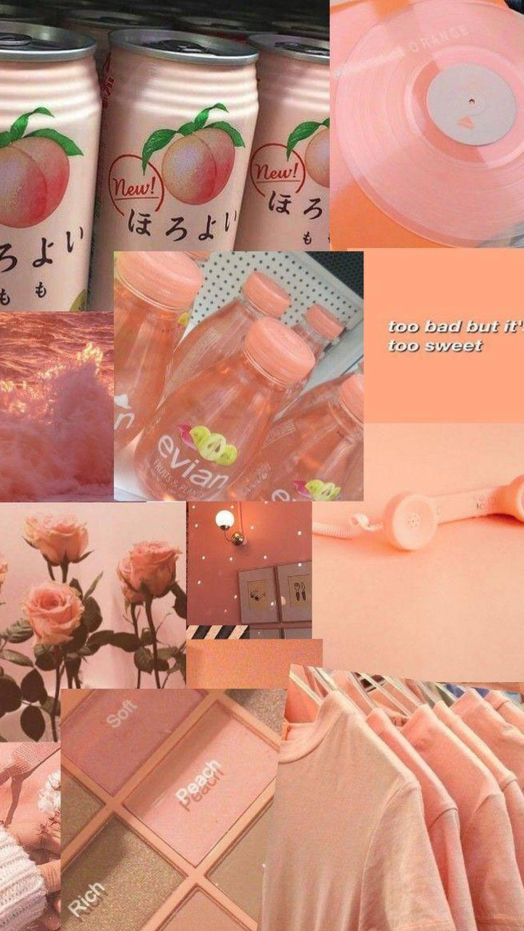 Peach Aesthetic Collage With Drinks Wallpaper