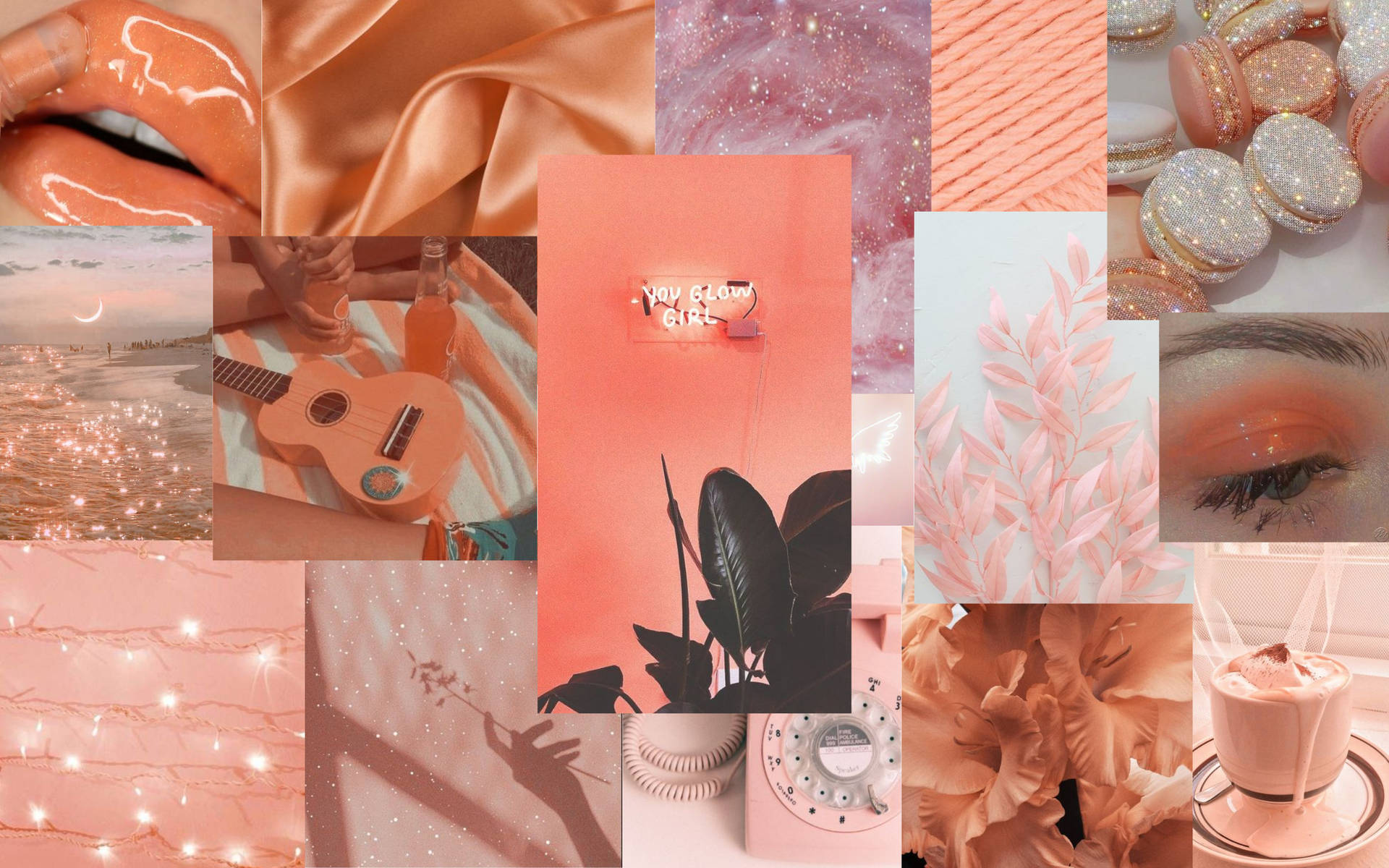 Embracing the Beauty of Peach Aesthetic Sparkles Wallpaper