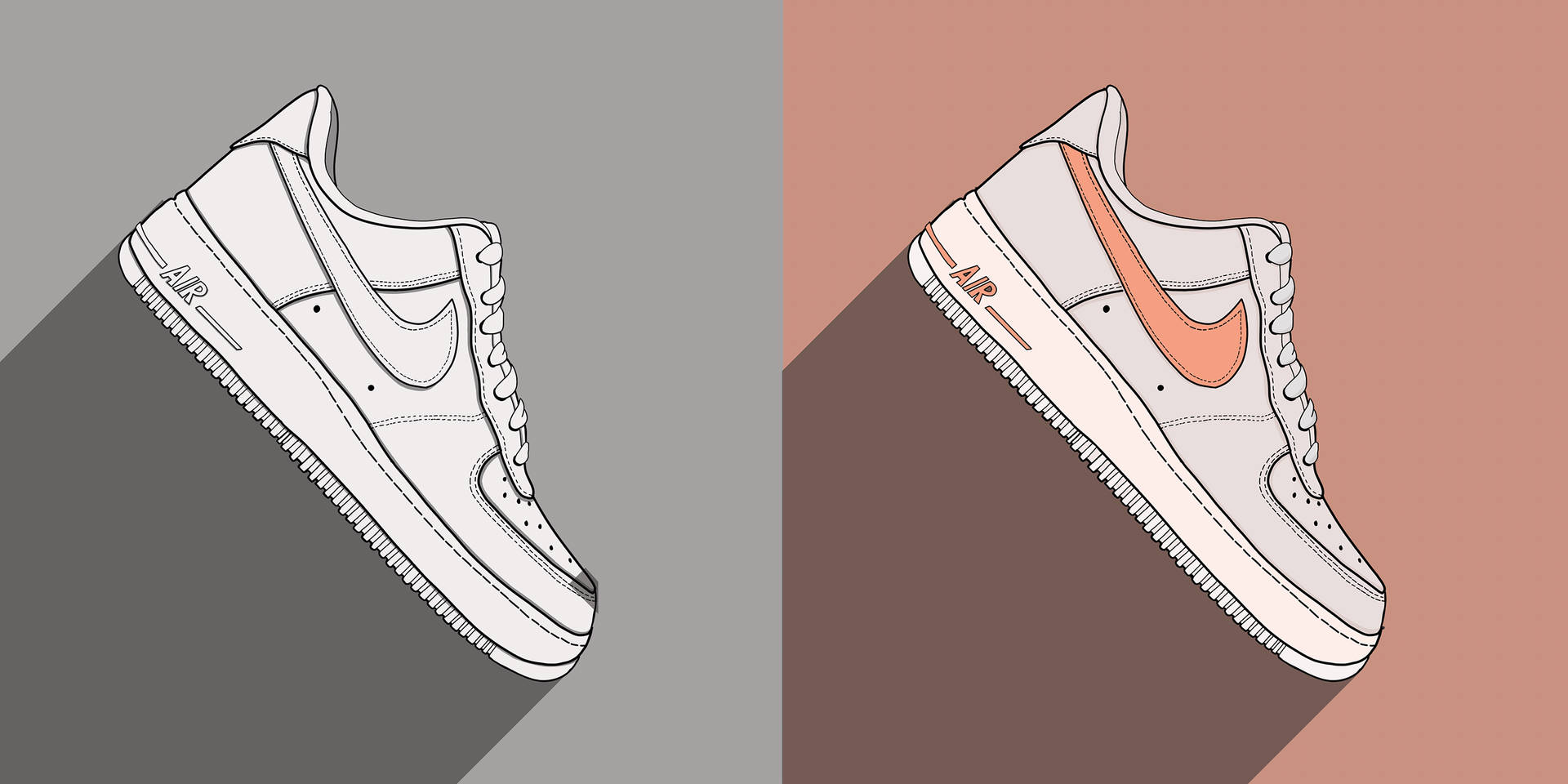 Peach And White Cartoon Nike Shoes