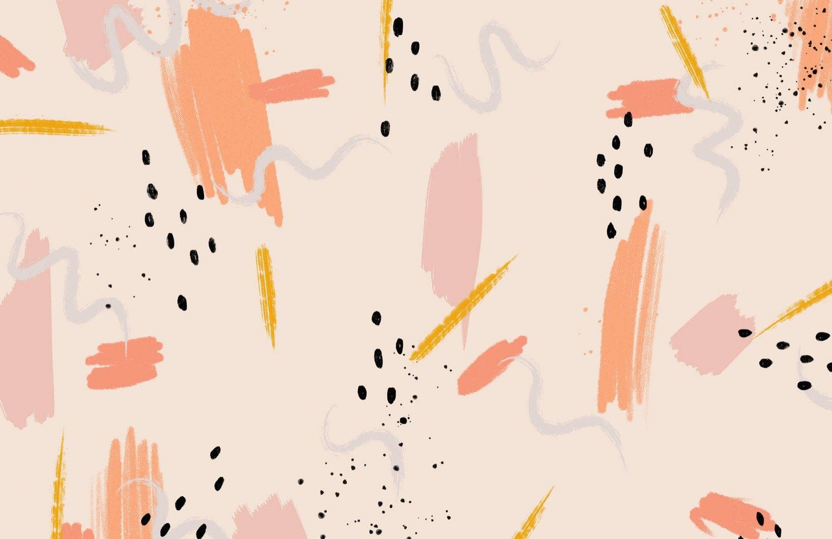 Peach Background Scribble Designs Wallpaper