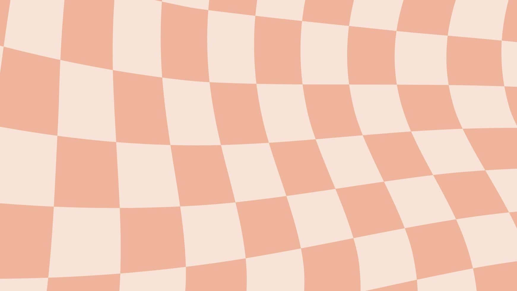 Peach Checkered Pattern Wallpaper