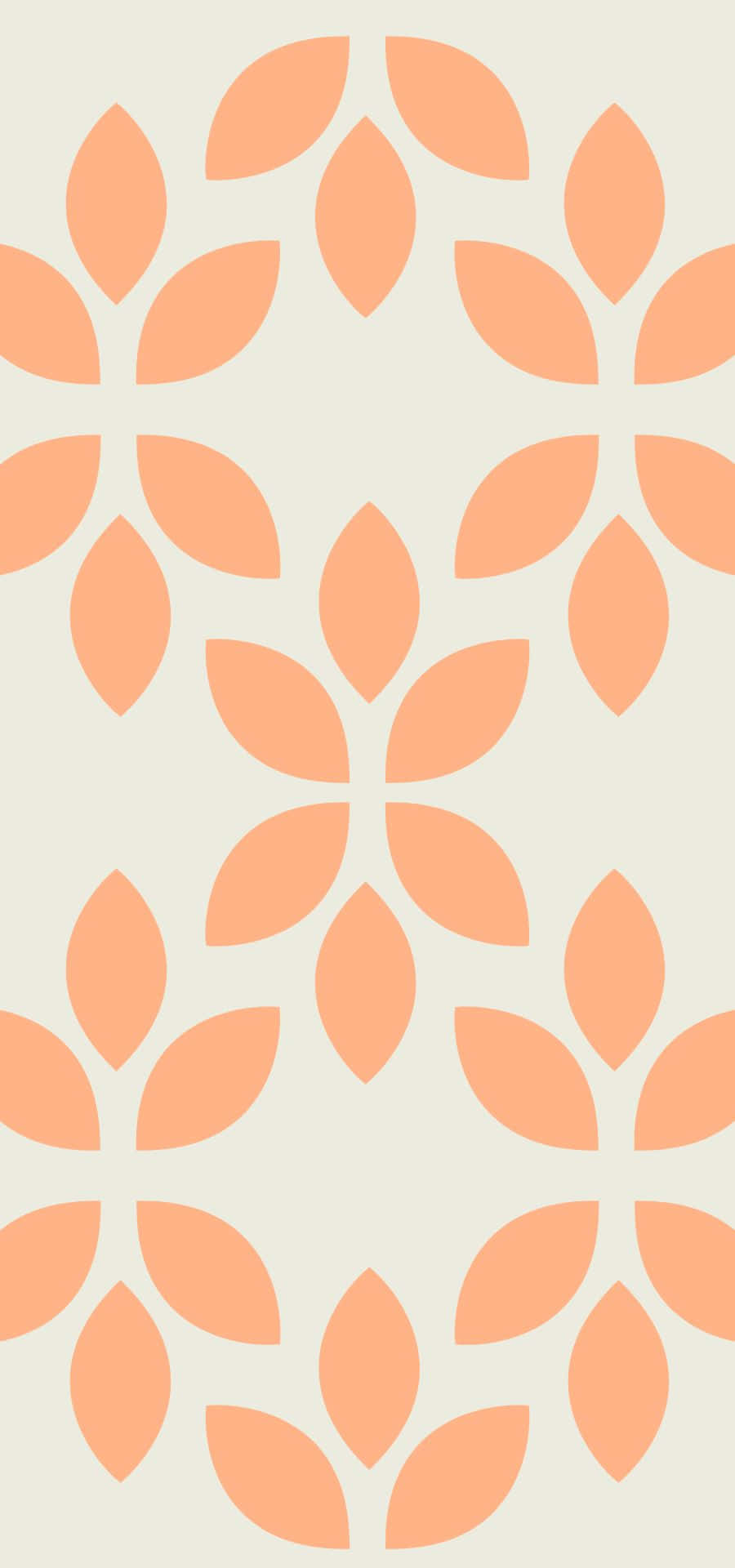 A Pattern Of Leaves In A Light Peach Color