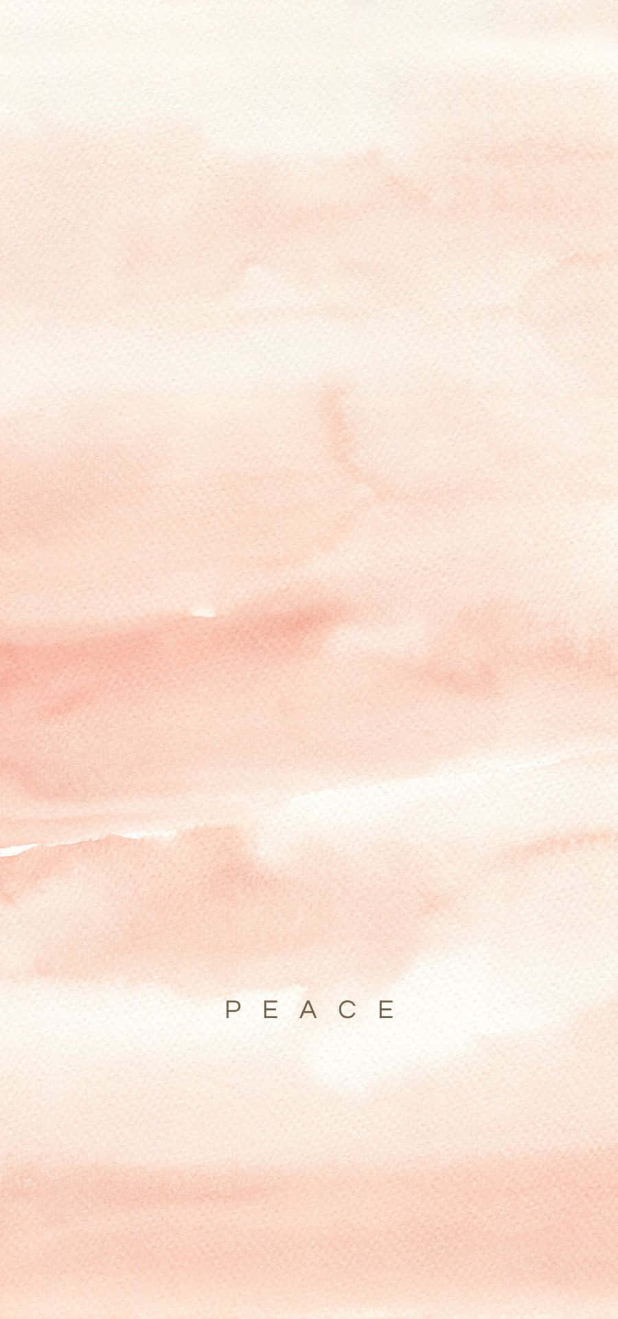 Et akvarelmaleri af en lyserød himmel med ordet fred i kursiv