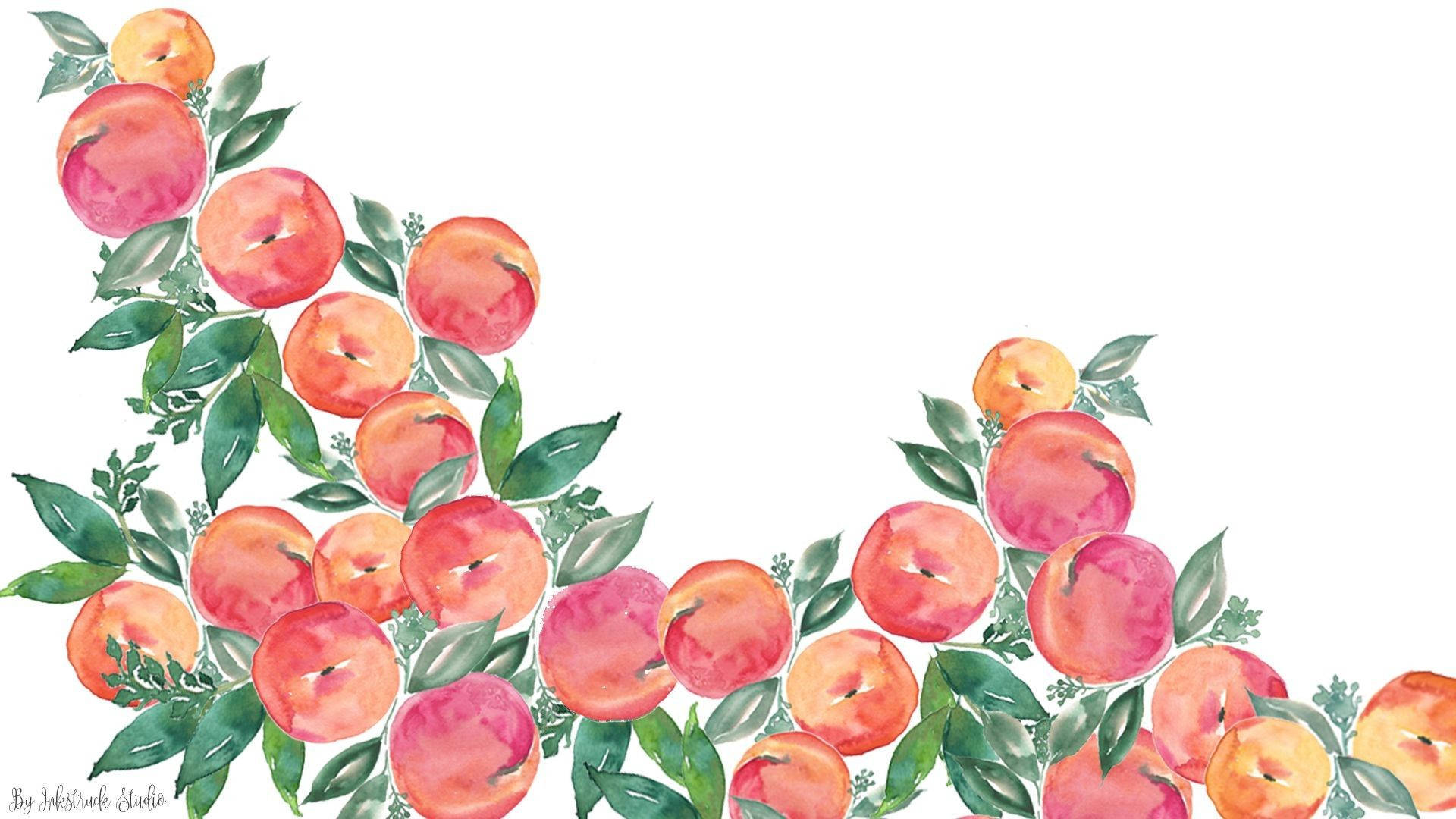 Peach Fruit Painting Wallpaper