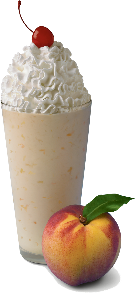 Peach Milkshake With Whipped Creamand Cherry PNG