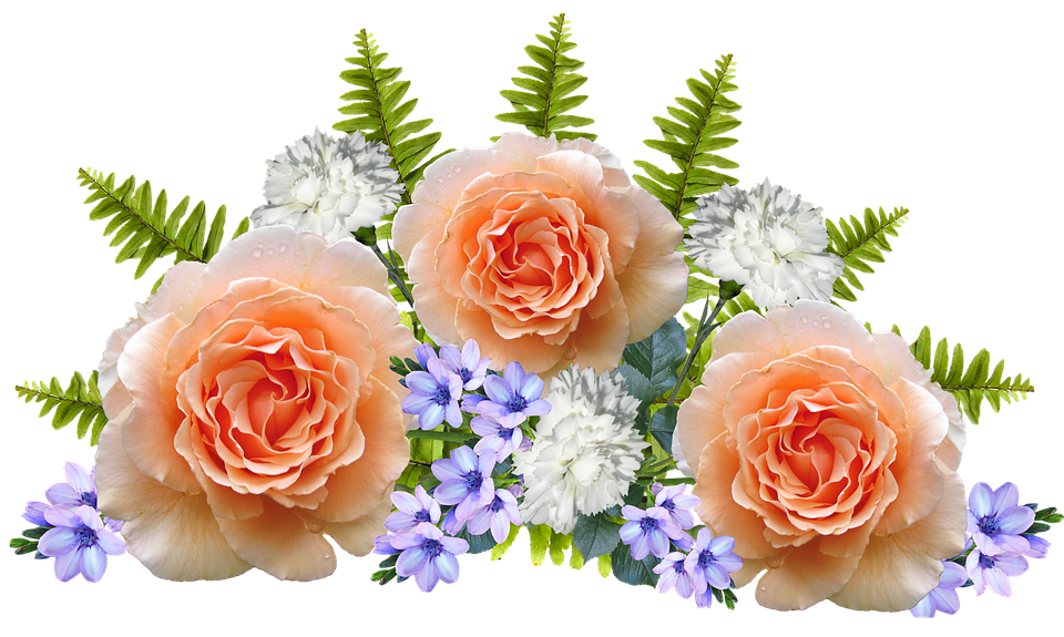 Peach Roses Floral Arrangement PNG