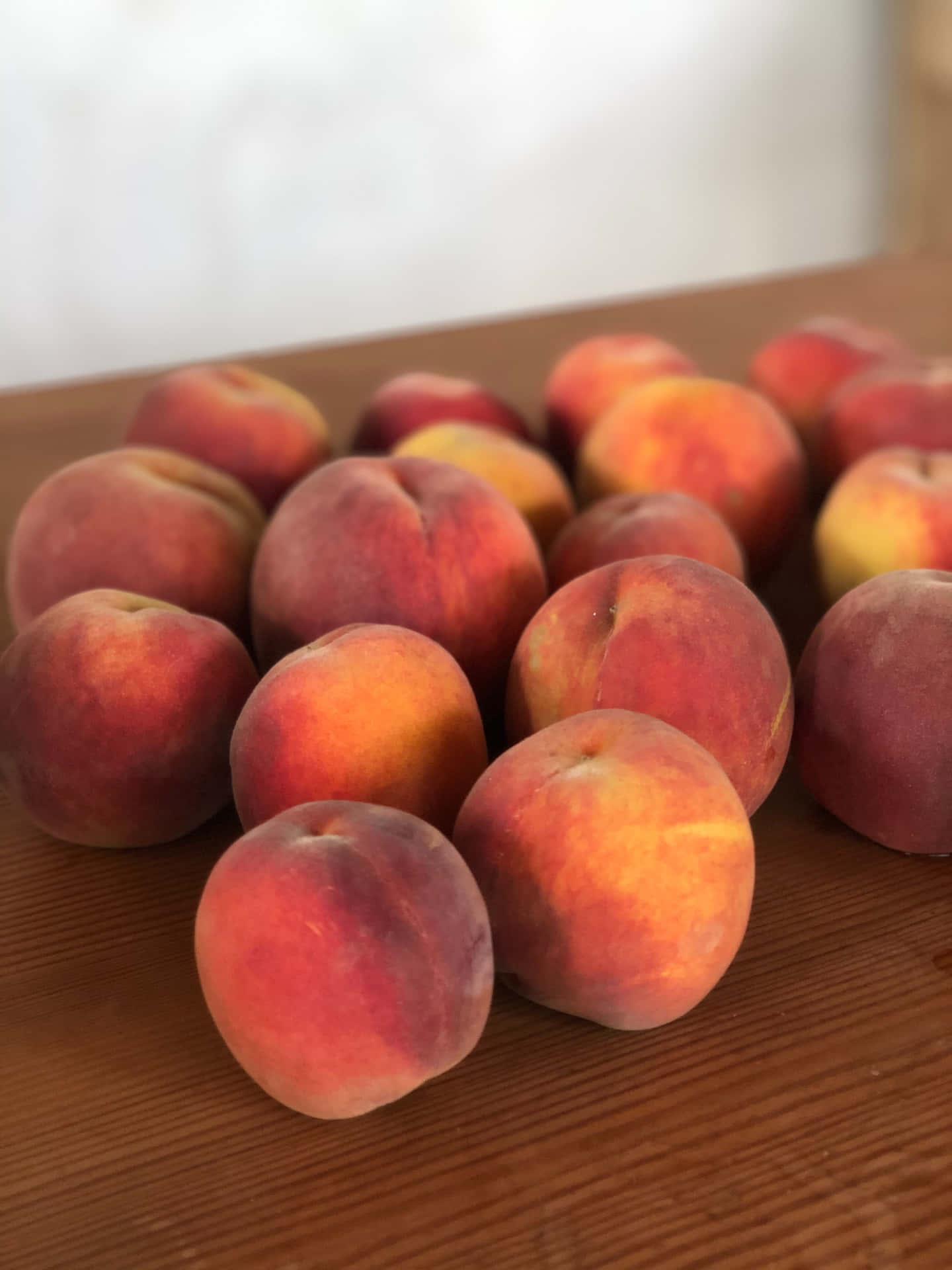 Peaches On A Wooden Table
