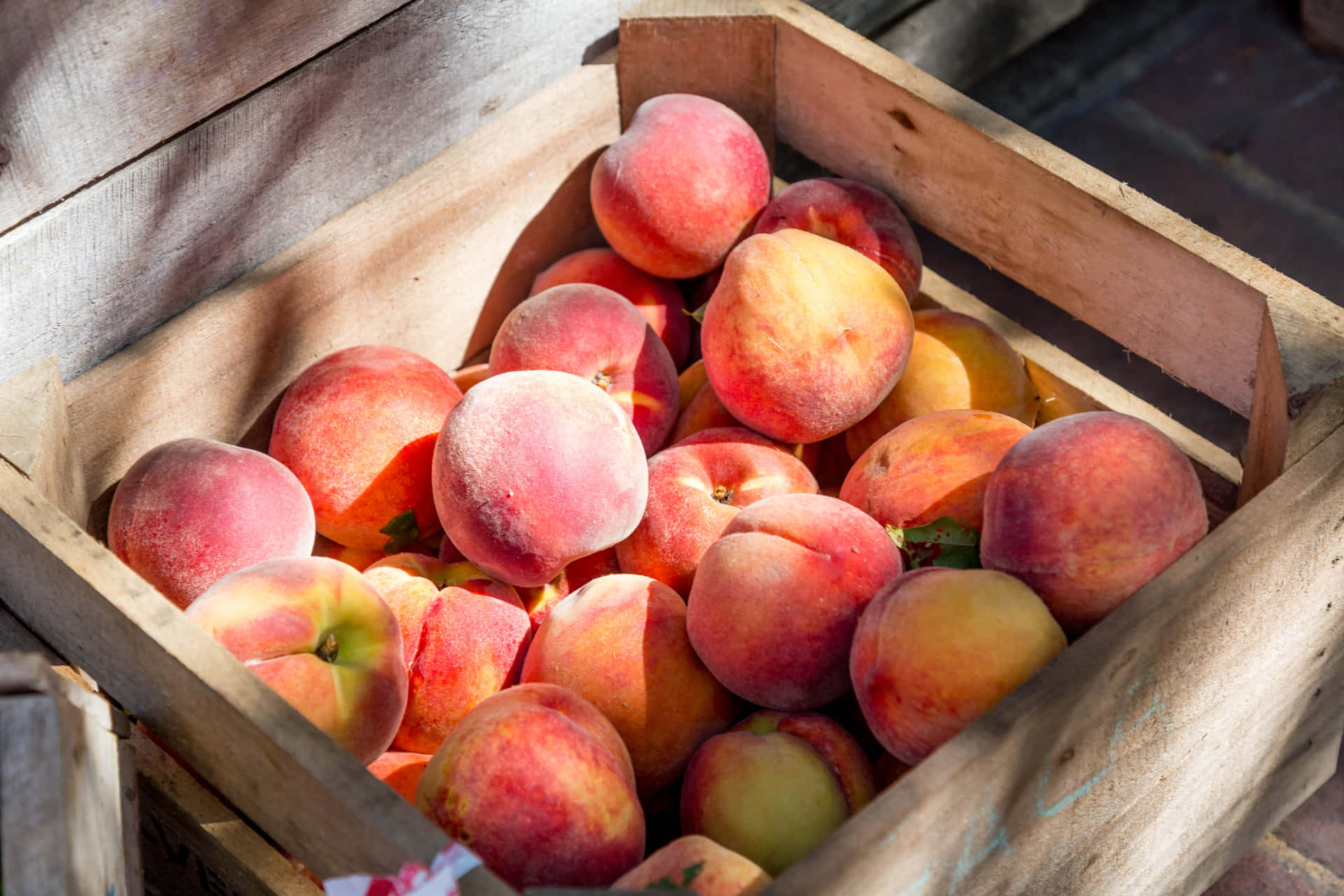 Peaches In A Wooden Crate