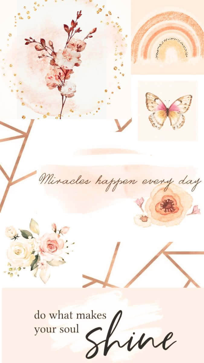 A Collage Of Flowers And Butterflies With The Words,'miracles Happen Everyday'