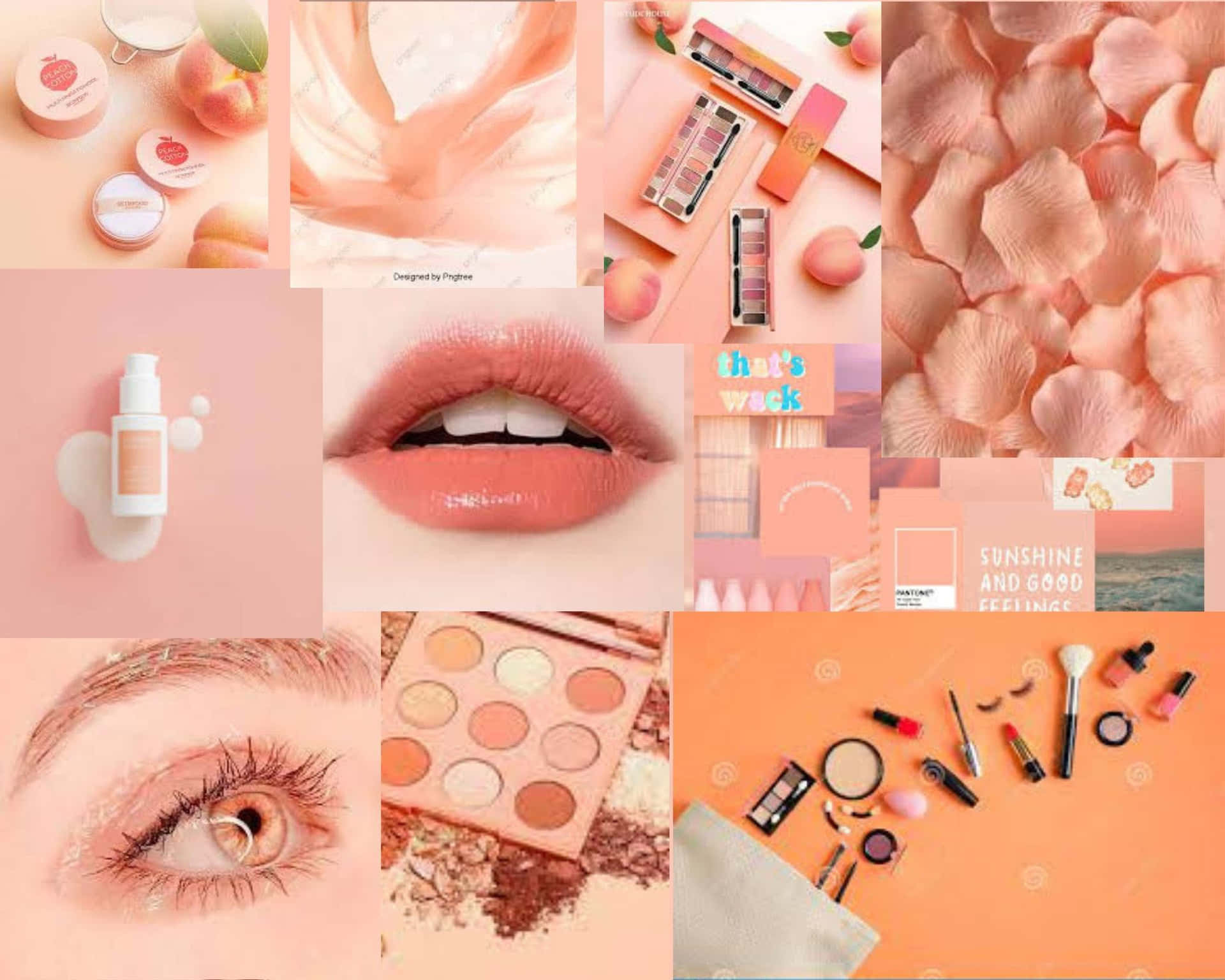 Peachy Makeup Collage_ Aesthetic Wallpaper