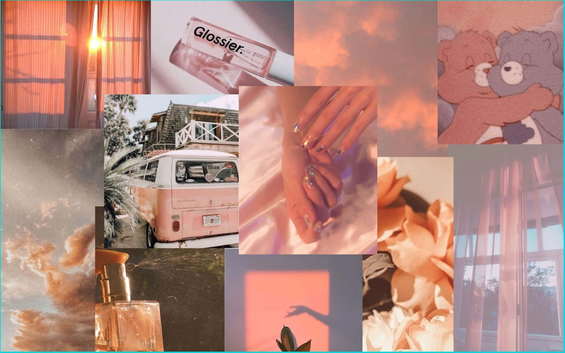 Peachy Vintage Collage Aesthetic.jpg Wallpaper