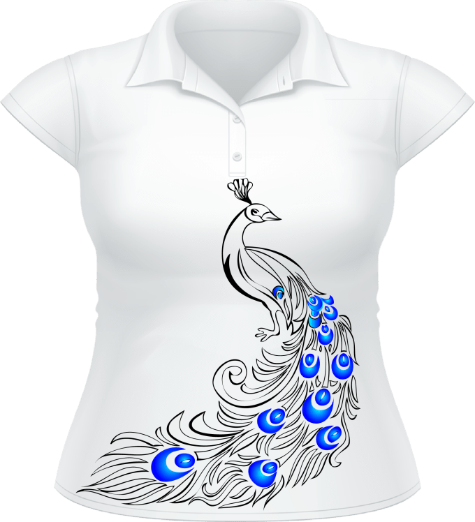 Peacock Feather Design Polo Shirt PNG
