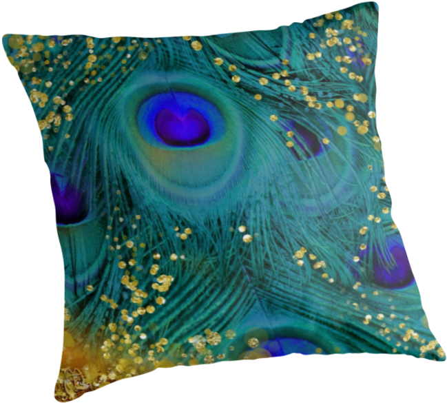 Peacock Feather Pillow Design PNG