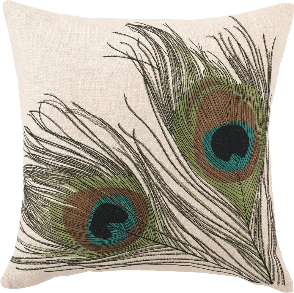 Peacock Feather Pillow Design PNG