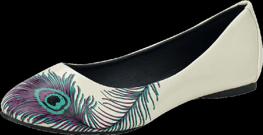 Peacock Feather Print Ballet Flat Shoe PNG