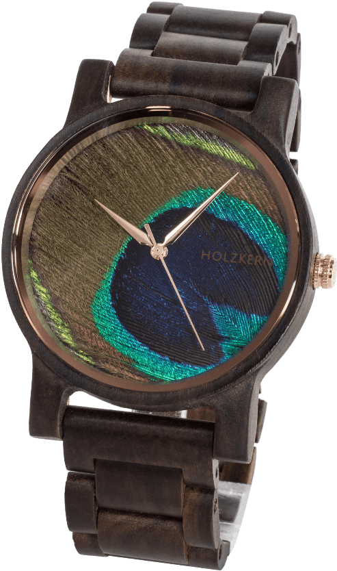 Peacock Feather Watch Design PNG