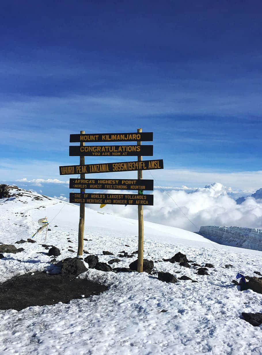 Peak Marker Of Mount Kilimanjaro Background