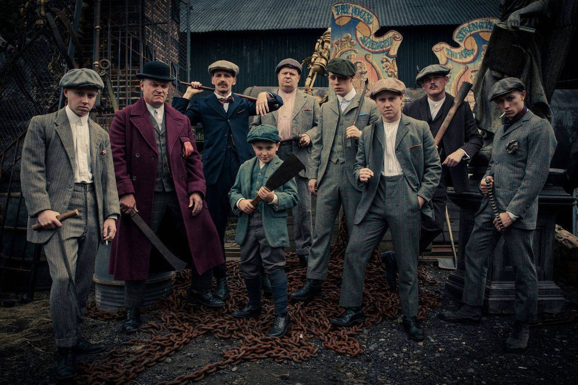 Peaky Blinders With Weapons Background