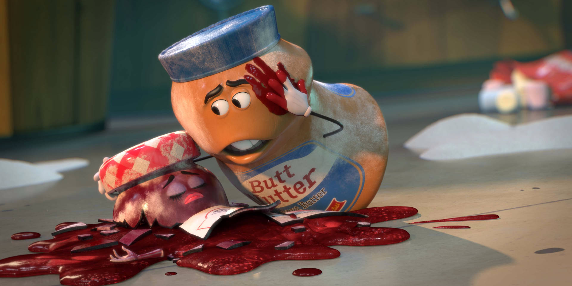 The unforgettable duo of Peanut Butter and Jelly from the animated movie, Sausage Party. Wallpaper