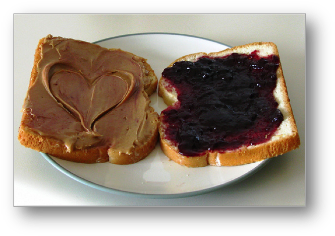 Peanut Butter Jelly Heart Sandwich PNG