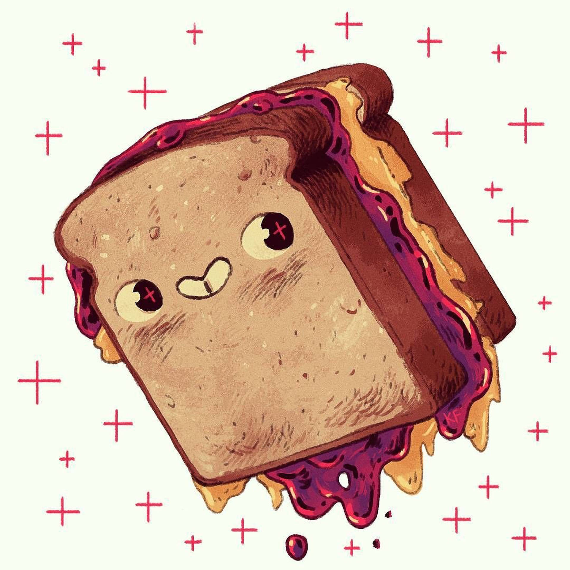 Delicious Peanut Butter Jelly Sandwich Vector Illustration Wallpaper