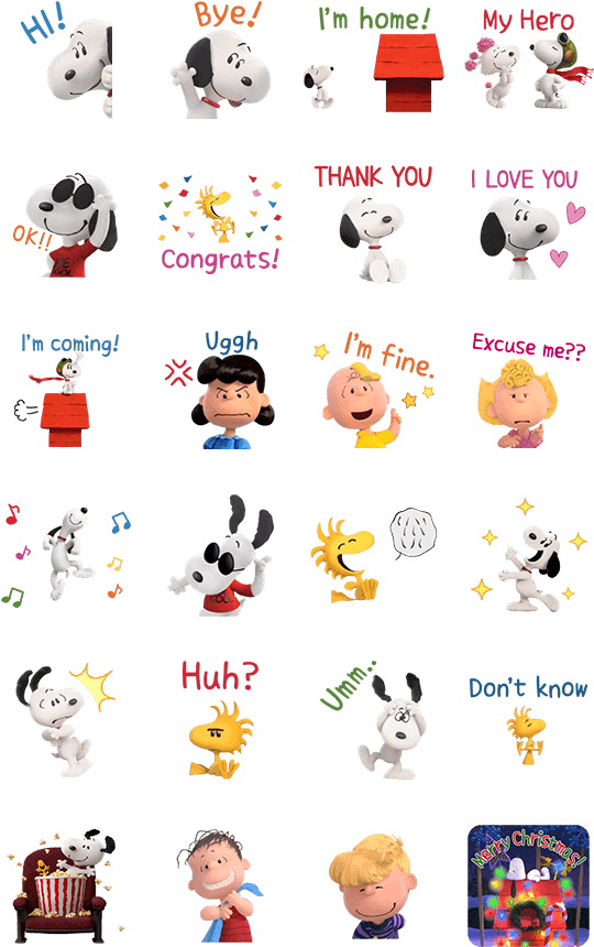 Peanuts Characters Emotions Stickers PNG