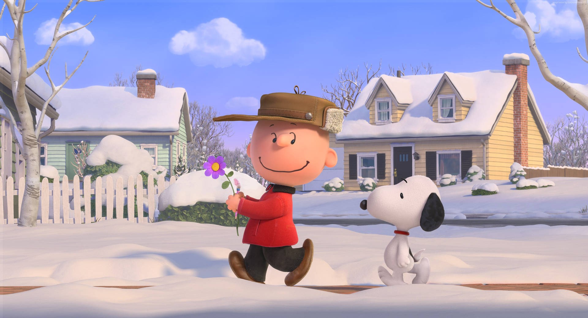 Peanuts Charlie And Snoopy Flower Wallpaper