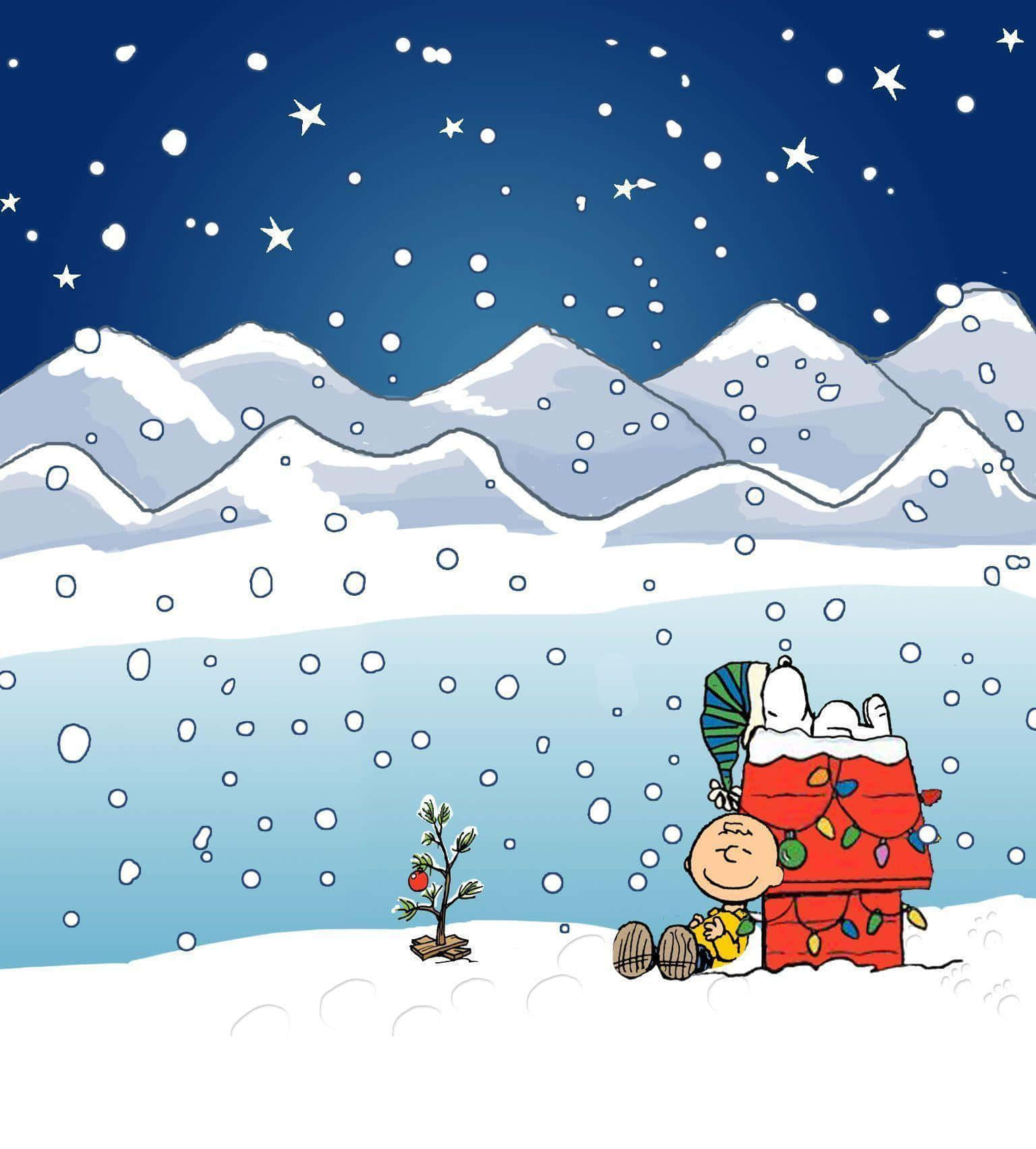 Fejr jul med Snoopy og Peanuts-banden. Wallpaper