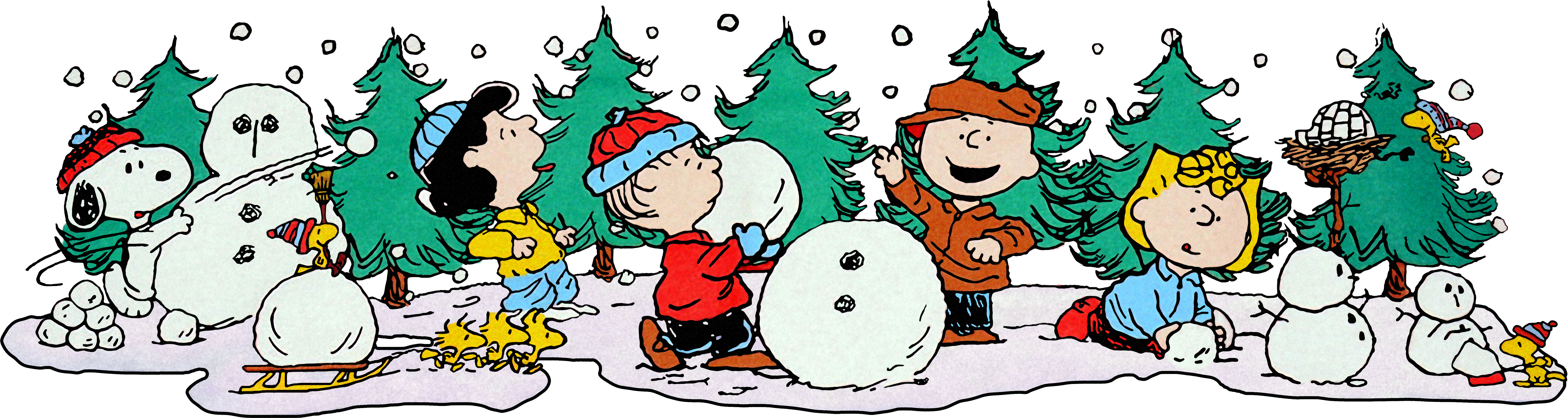 Peanuts Gang Celebrating Winter PNG
