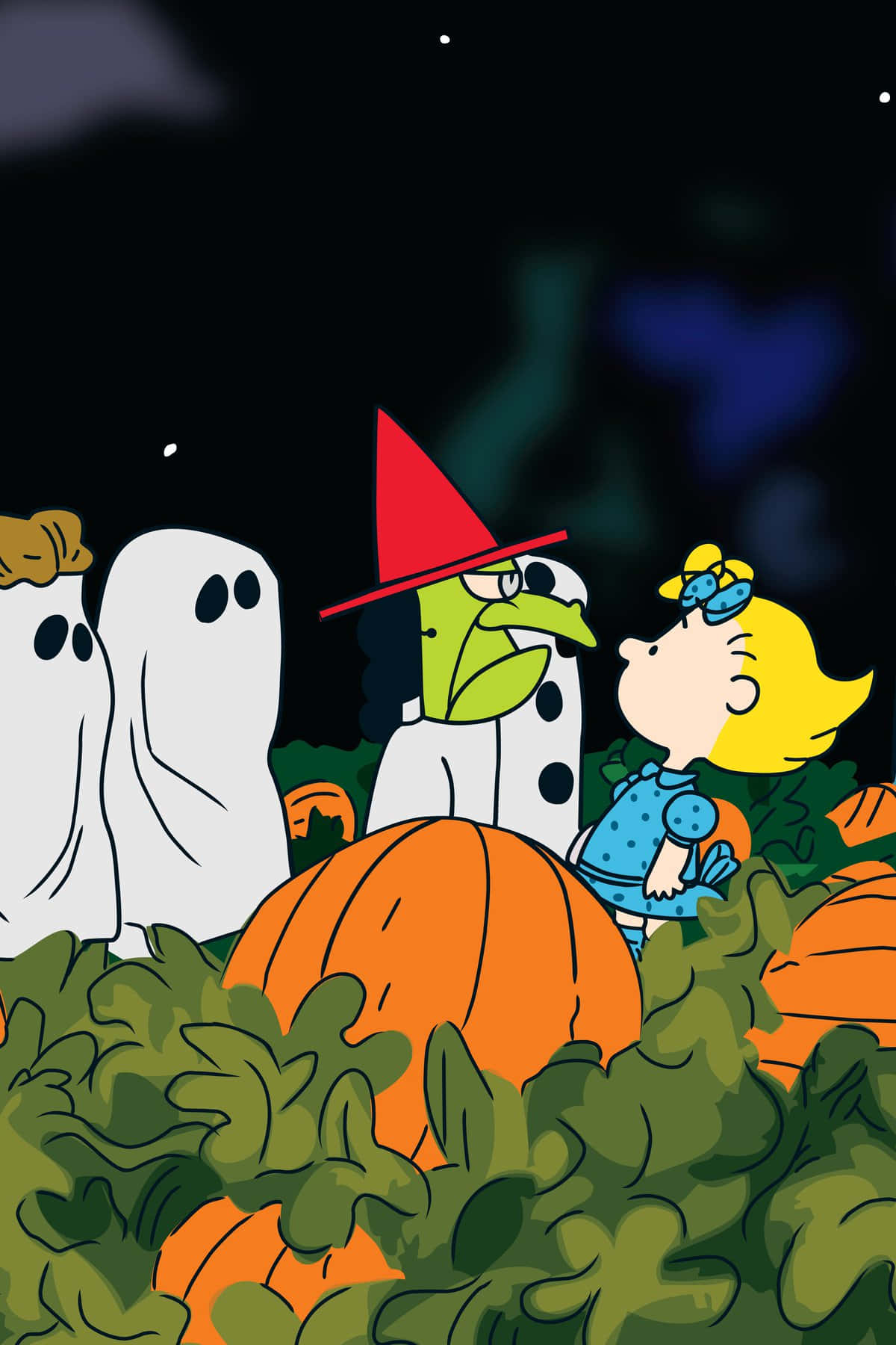 Snoopy og banden i deres Halloween kostumer Wallpaper