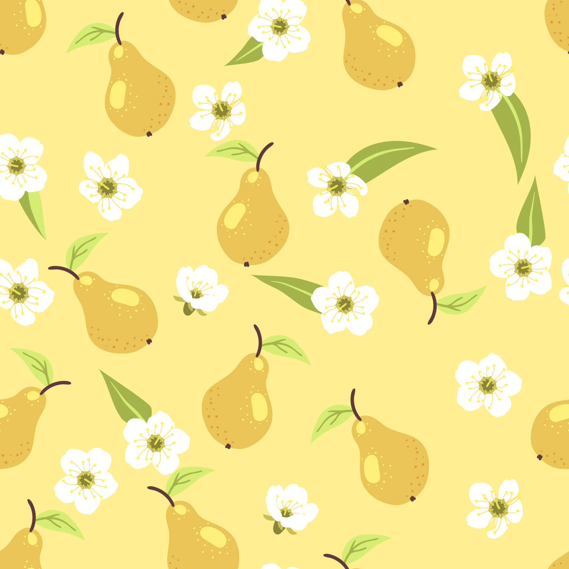 Pear Fruits Flower Wallpaper