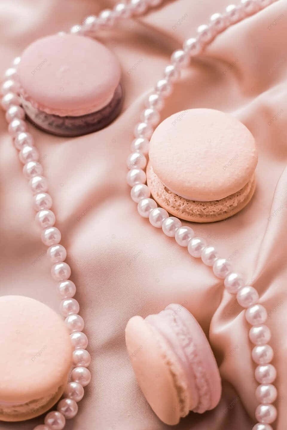 Pearl Adorned Macarons Elegance Wallpaper