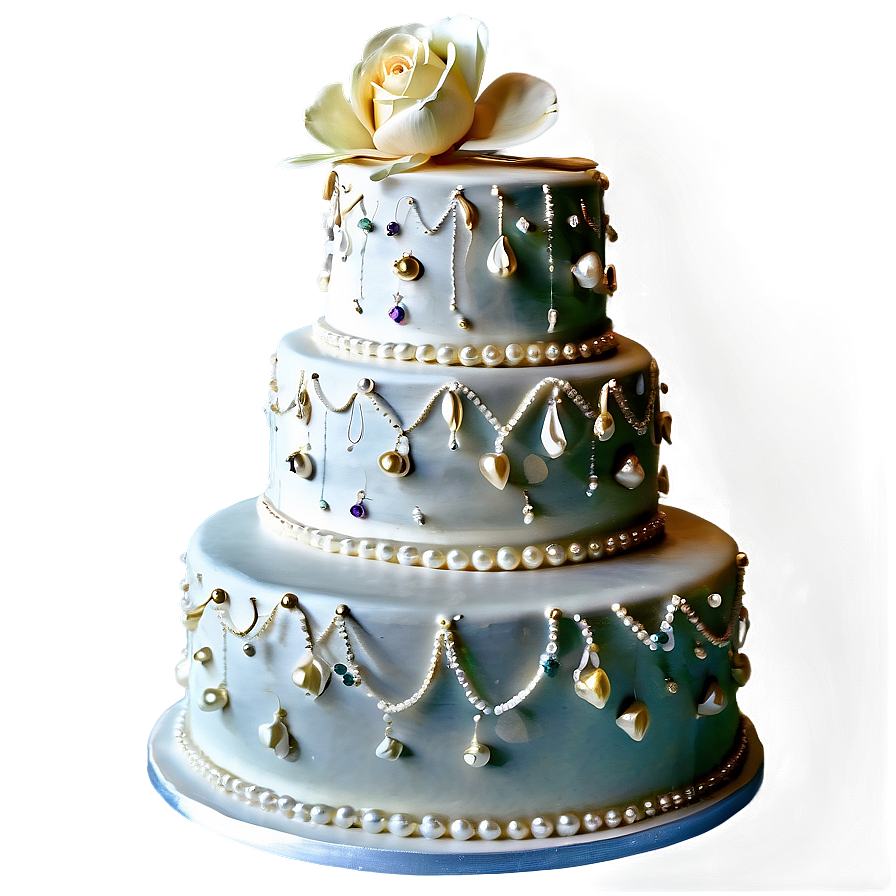 Pearl Embellished Wedding Cake Png Jvt PNG