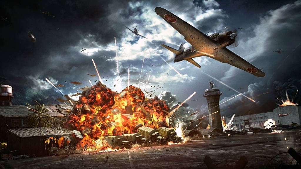 Pearl Harbor Attack Explosion 3D Infographic Wallpaper