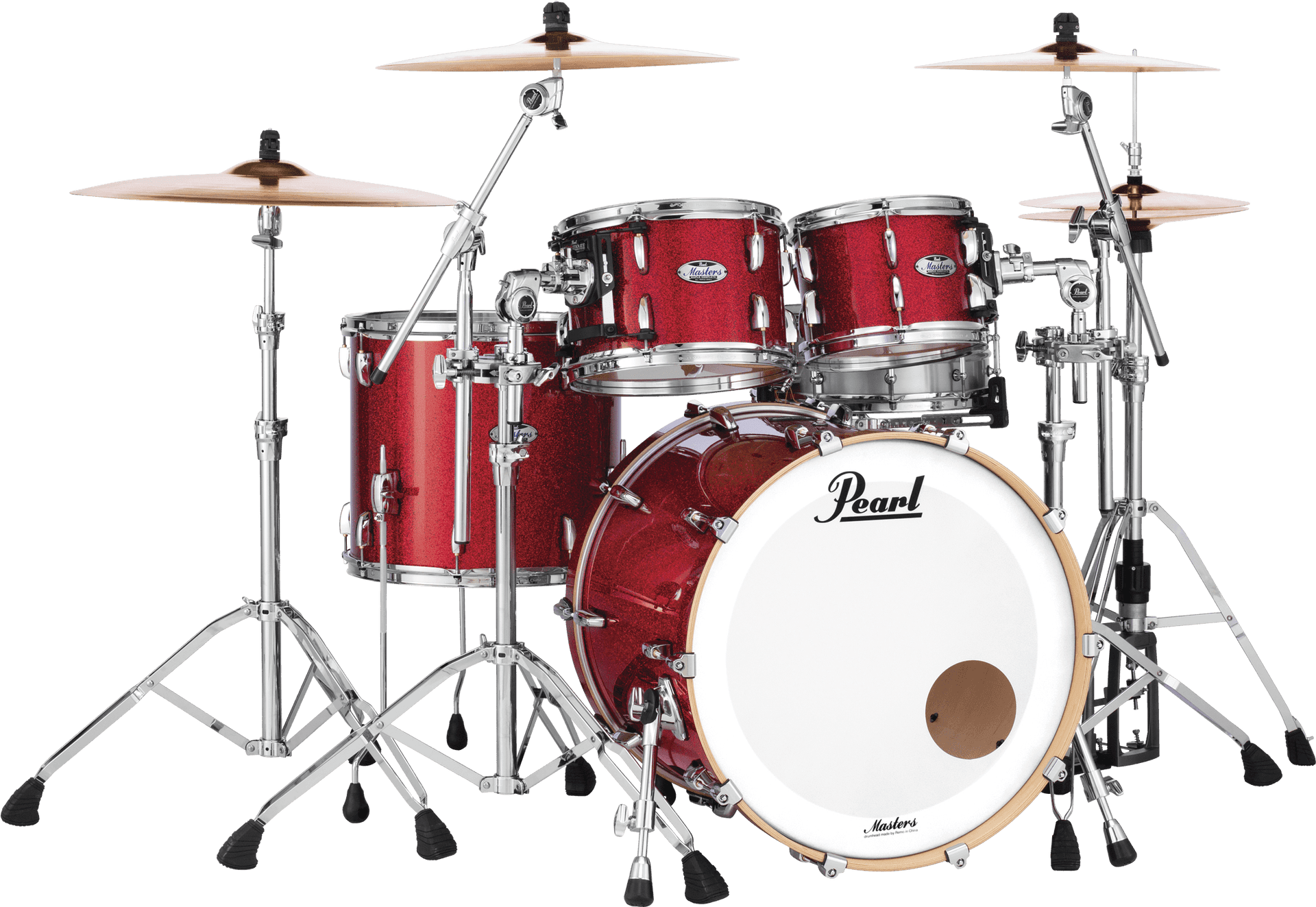Pearl Masters Drum Set Red Finish PNG